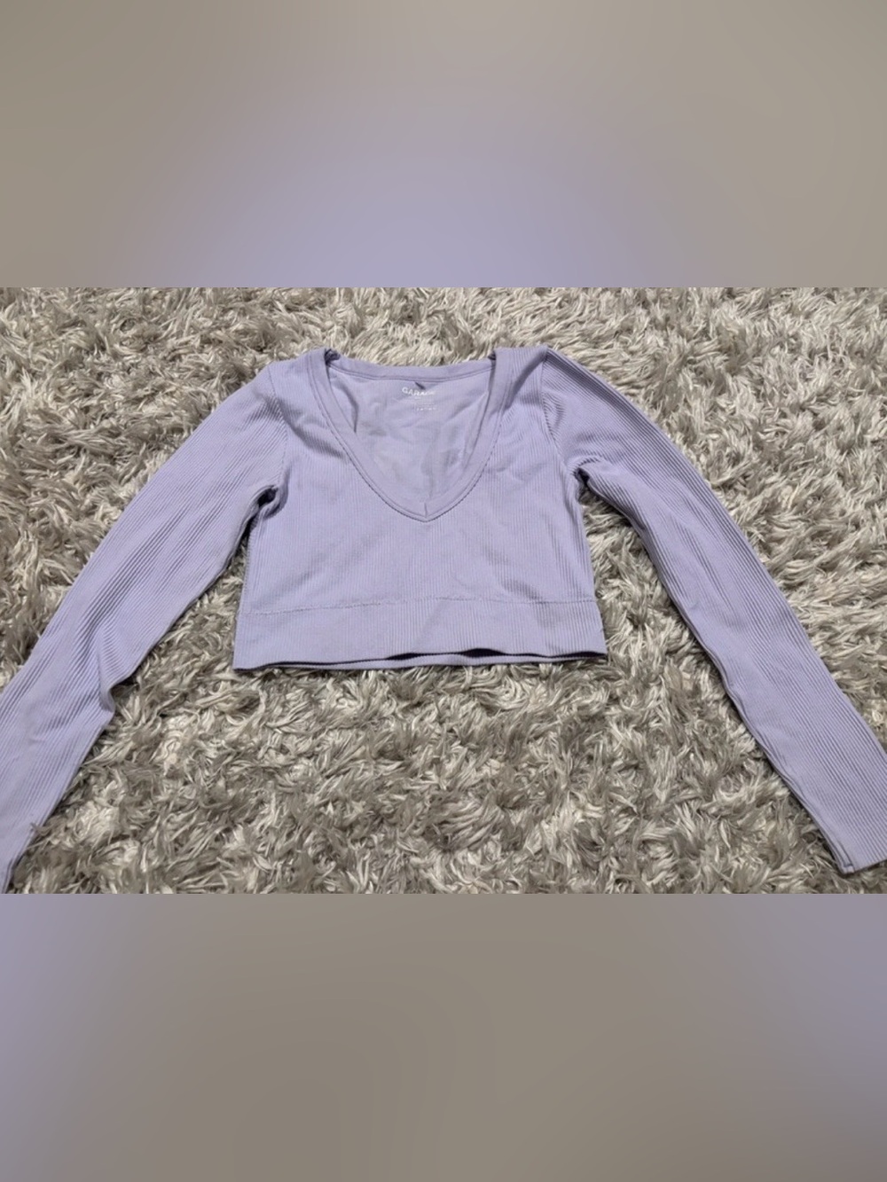 Garage Women's Lavender Ribbed V-Neck Crop Top Size Medium